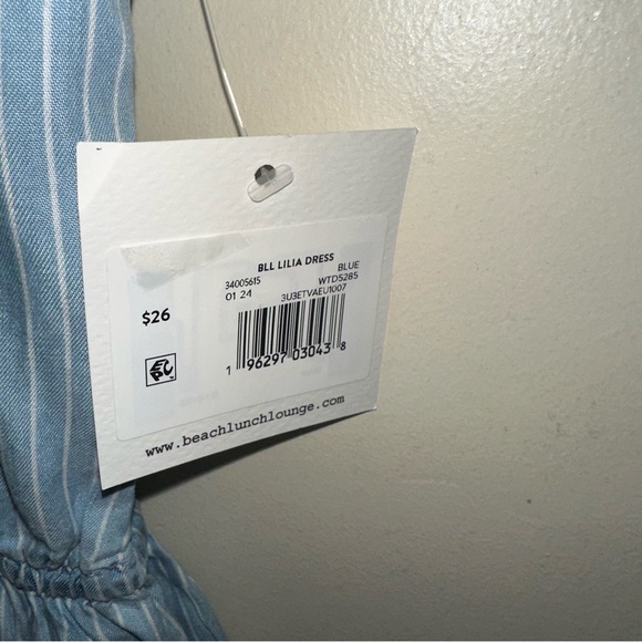 NWT BeachLunchLounge Blue Buttoned Peplum Mini Dress - Picture 3 of 4